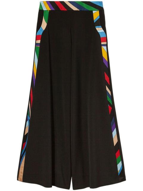 Iride-print trim palazzo trousers