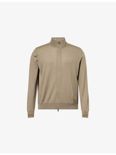 Funnel-Neck Zip-Up Wool Jumper