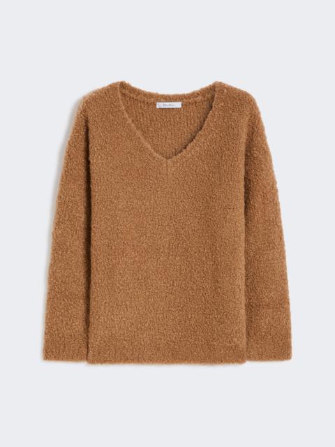 PANTERA Bouclé silk V-neck camel jumper