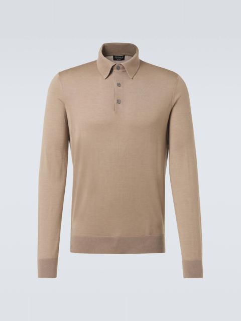 Cashmere and silk polo sweater