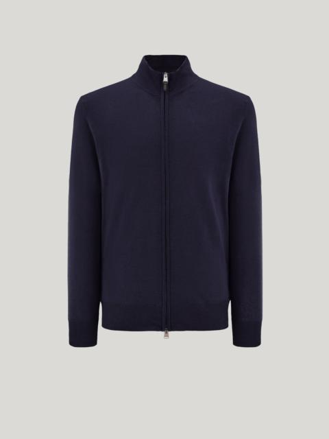 DARK NAVY MERINO WOOL TRAVEL CARDIGAN WITH ZIPPER