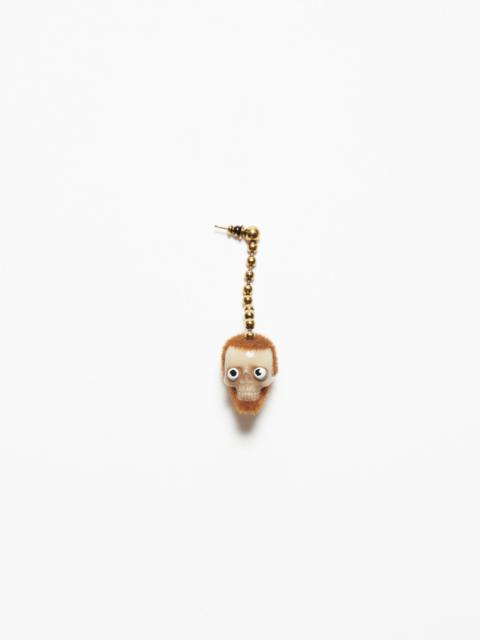 Skull pendant earring - Antique gold/brown