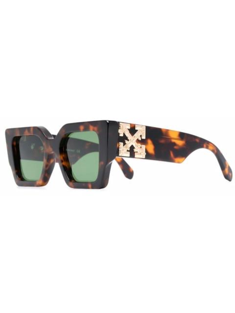 OFF-WHITE Catalina Rectangular Frame Sunglasses Brown/Green/Gold (OERI003Y21PLA0016055)