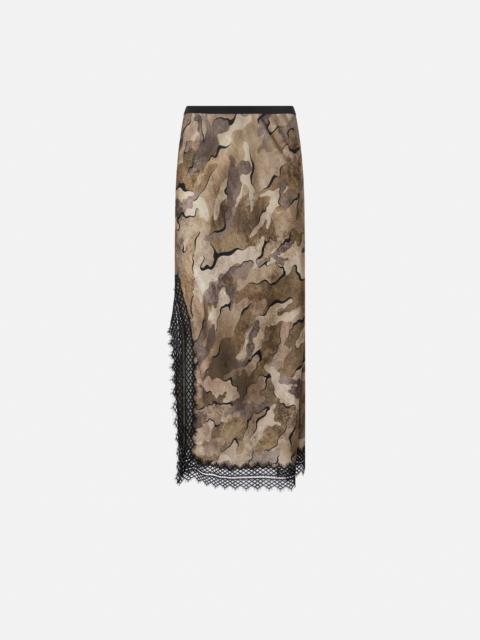 CAMOUFLAGE MIDI SKIRT WITH LACE AND SLIT