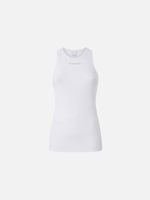RIBBED KNIT TANK TOP WITH PINKO LOGO