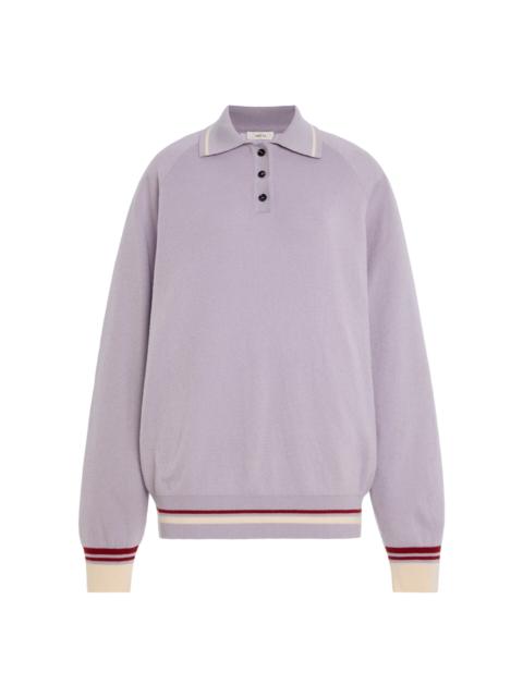 Yale Relaxed Wool Polo Top purple
