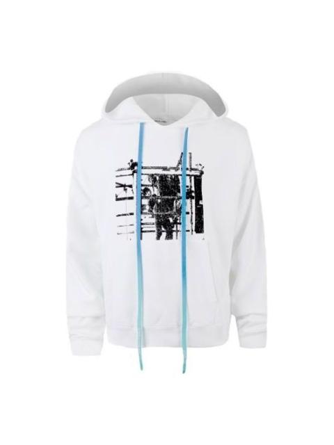 Men's Off-White Printed Logo Arrow Hooded Long Sleeves White OMBB037F19E300070110