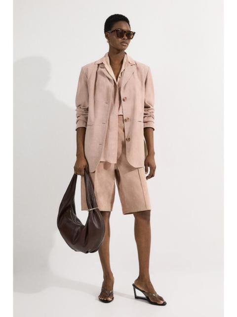 Suede Tailored Single Breasted Blazer