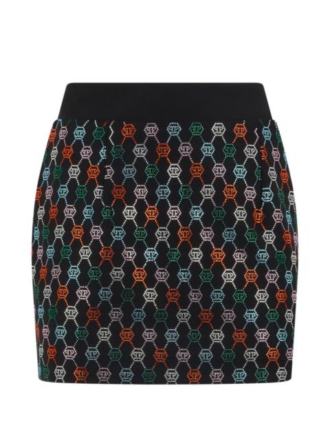rhinestone-monogram mini skirt