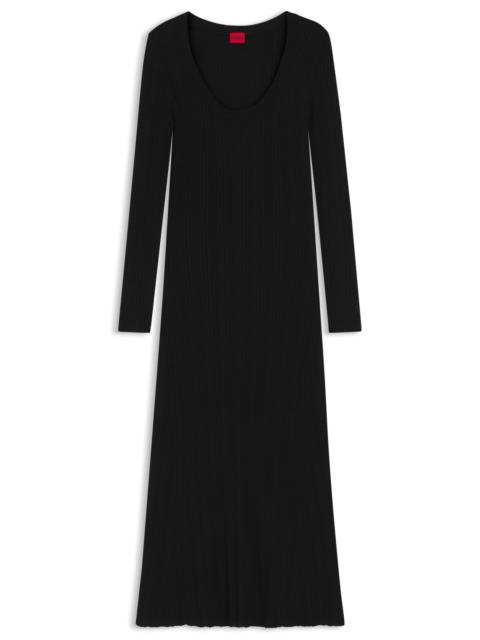 SLIM-FIT MIDI DRESS IN RIBBED CREPE FABRIC