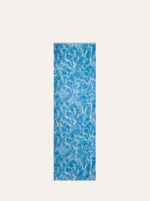 Whitecaps-Print Cashmere Scarf