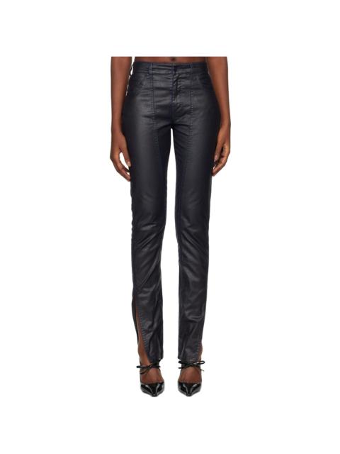 Blue Waxed Skinny Jeans