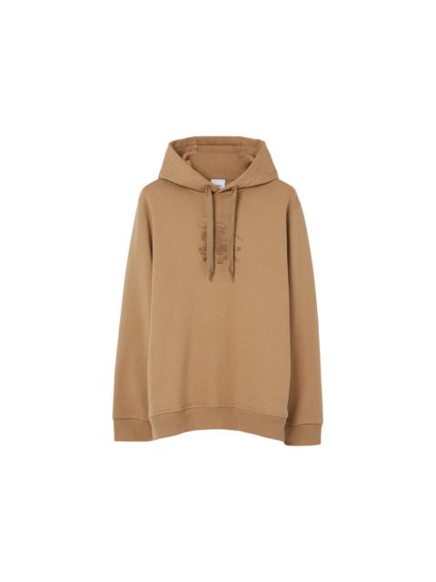 Burberry Embroidered Monogram EKD Cotton Hoodie Camel