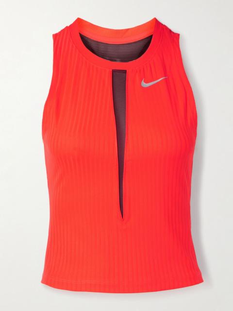NikeCourt Slam cutout mesh-trimmed ribbed Dri-FIT tennis tank Red