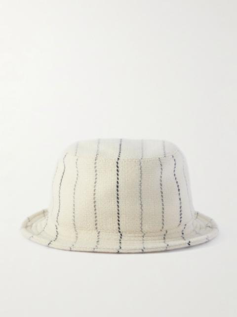Kiran striped cashmere and wool-blend bucket hat Ivory