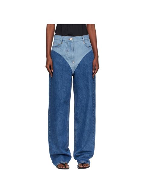 Blue Panty Printed Wide Jeans