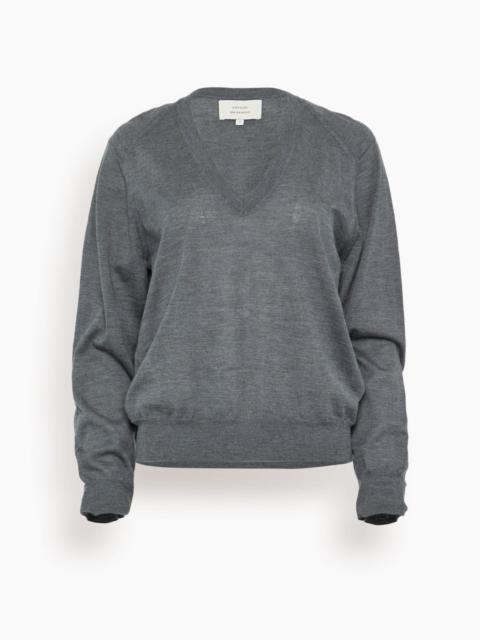 Julio V Neck Fine Knit Sweater in Anthracite Melange