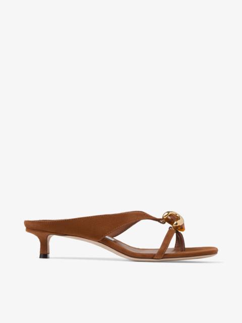 Emeri Stone 35 Tan Suede Sandals with Stone Detail