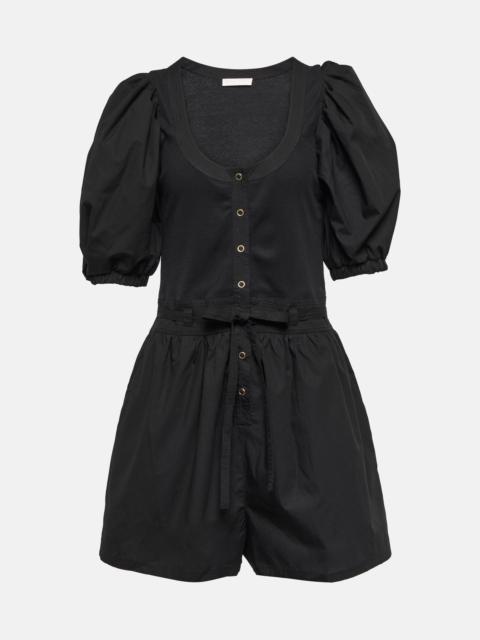 Leia cotton jersey and poplin playsuit