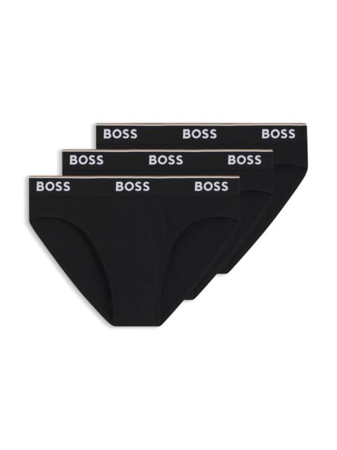 THREE-PACK OF STRETCH-COTTON BRIEFS WITH LOGO WAISTBANDS