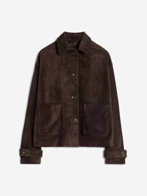 Suede Cropped Chore Jacket in Coffee Bean