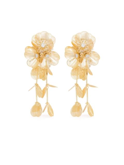 floral-appliquÃ© clip-on earrings