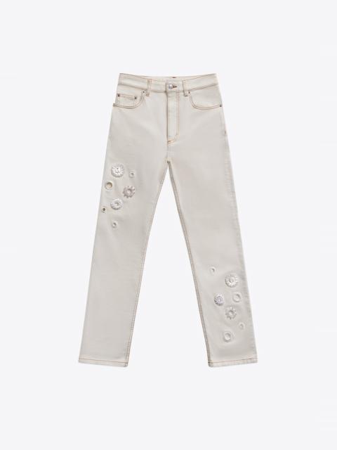 CRYSTAL GROMMET STRAIGHT LEG JEAN