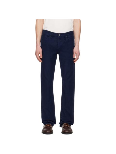 Navy Moleskin Straight Fit Trousers