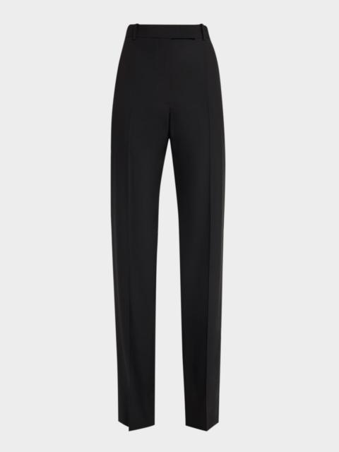 Wool Stretch Straight-Leg Trousers