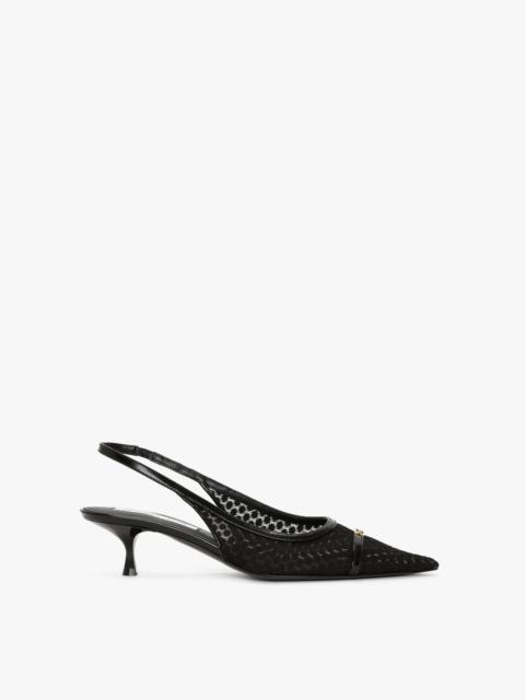 Mesh Slingback Kitten Heel In Black