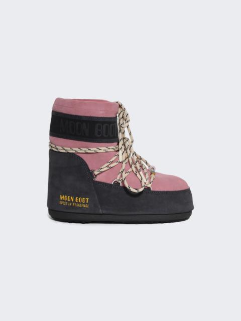 X Guest In Residence Icon Low Beaded Suede Boots Grey And Rose