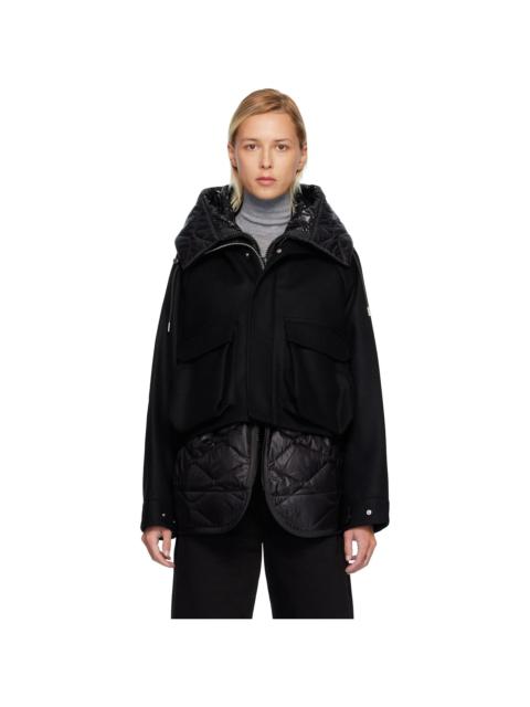 Black Wool Melton Blouson Coat