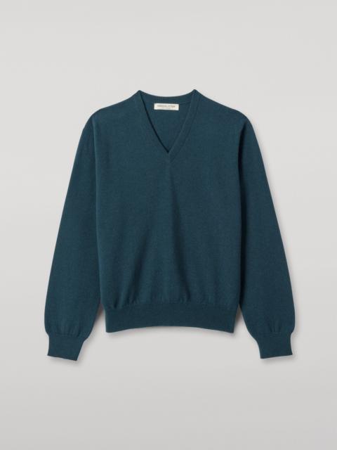 Lunan Bottle Green Classic V Neck Jumper