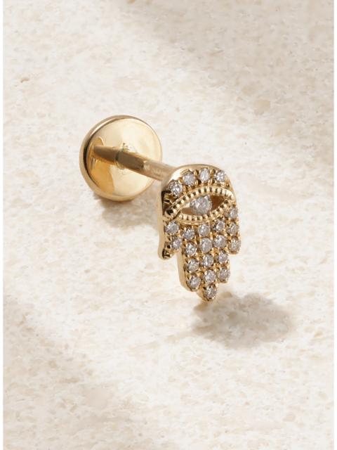 Hand Of Fatima 18-karat Gold Diamond Single Earring