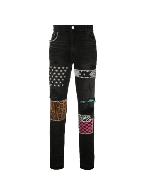 patchwork straight-leg jeans