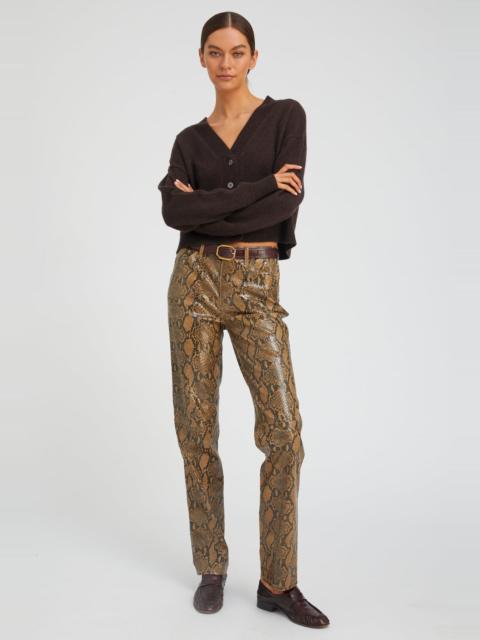 TAN PYTHON LEATHER 5 POCKET SLIM STRAIGHT