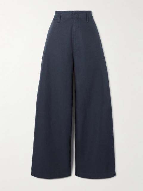 Organic Cotton-twill Wide-leg Pants