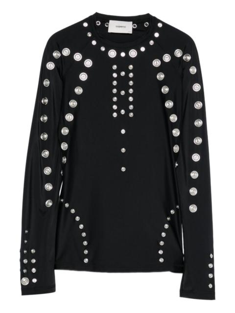 metal-embellished long-sleeve t-shirt