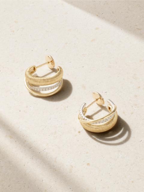 9-karat Yellow And White Gold Diamond Hoop Earrings