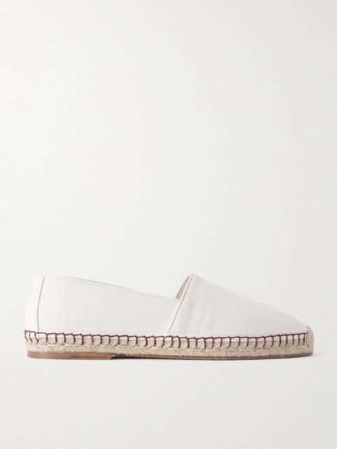 Leather-Trimmed Canvas Espadrilles Cream