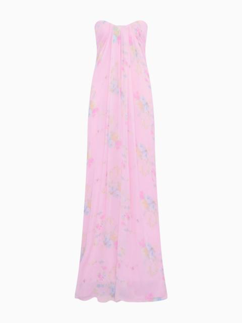 Emara Strapless Floral Chiffon Gown