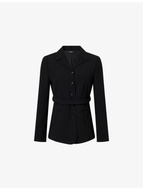 Belted Tie-Waist Woven Blazer