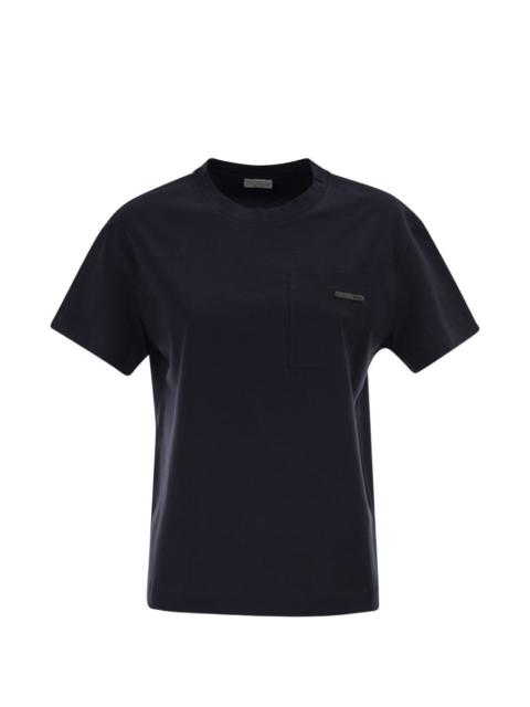 chest-pocket round-neck T-shirt