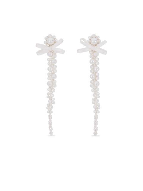 pearl bow drop earrings