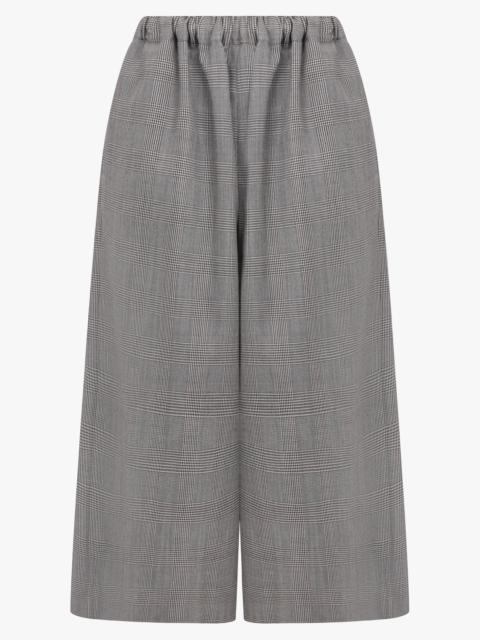 ELASTIC WAIST GLEN CHECK WIDE LEG PANT | ECRU/ BLACK