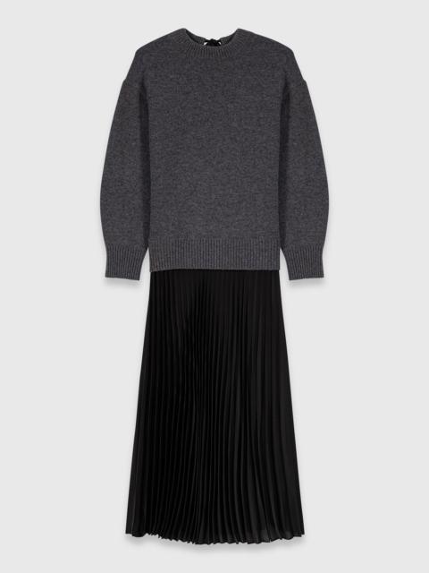 Dual-material maxi dress