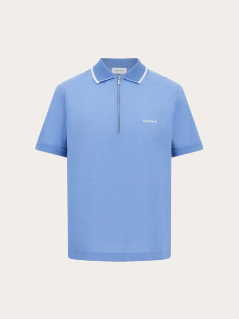 Cotton polo shirt with zip closure