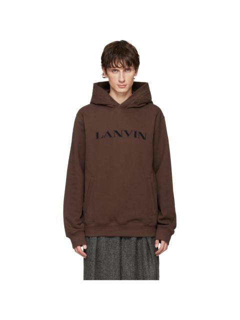 Brown 'Lanvin' Embroidered Cotton Hoodie