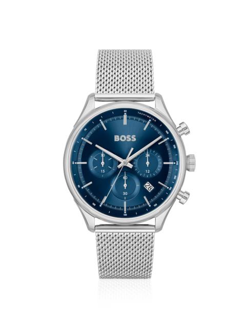 BLUE-DIAL CHRONOGRAPH WATCH WITH MESH BRACELET