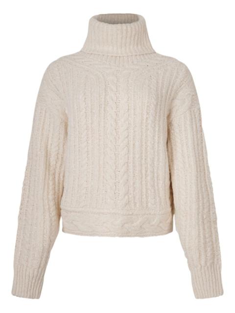 cable-knit roll-neck sweater